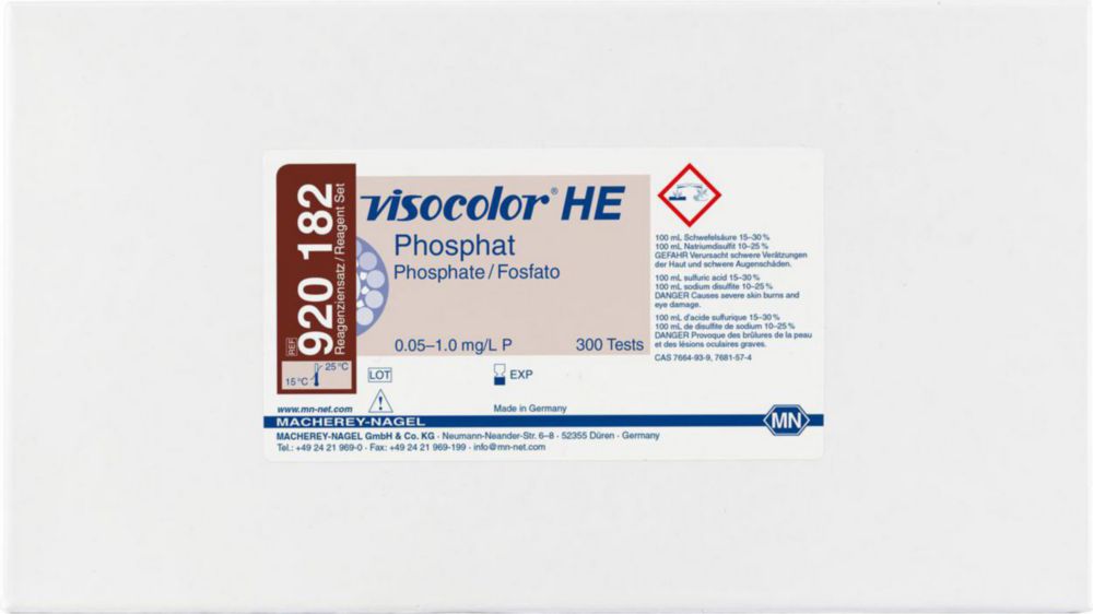 Testovacie súpravy, <i><sup>VISOCOLOR®HE</sup> na </i>analýzu vody, plniace balenie