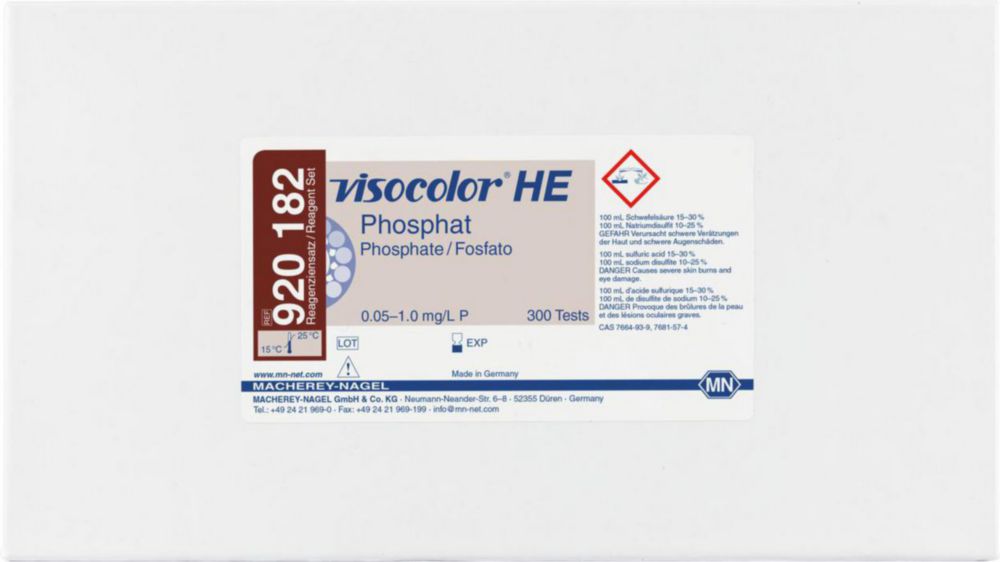 Testovacie súpravy, <i><sup>VISOCOLOR®HE</sup> na </i>analýzu vody, plniace balenie
