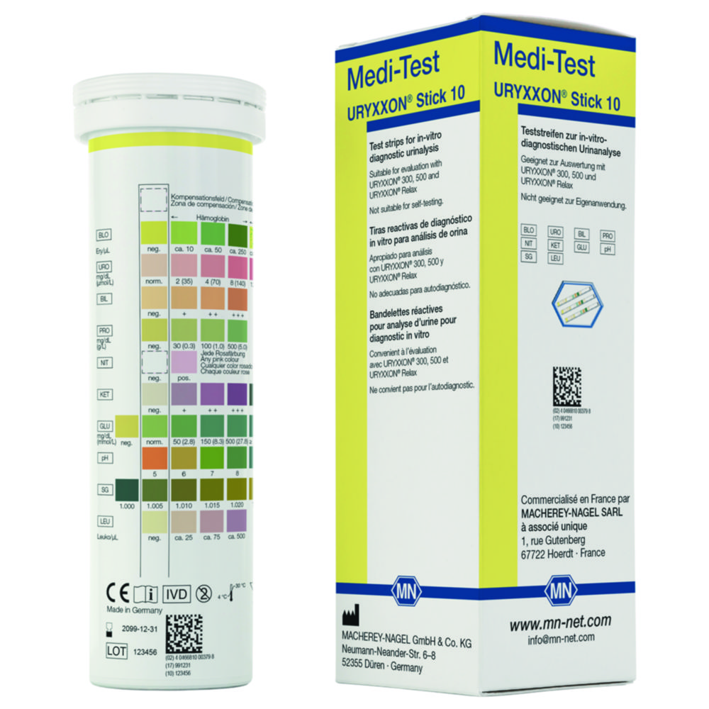 Testovacie prúžky <sup>URYXXON®</sup> Stick 10 pre čítačku močových prúžkov <sup>URYXXON®</sup> 500