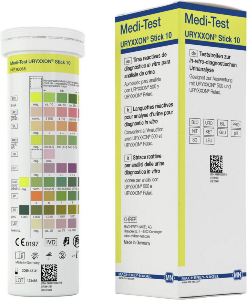 Testovacie prúžky <sup>URYXXON®</sup> Stick 10 pre čítačku močových prúžkov <sup>URYXXON®</sup> 500