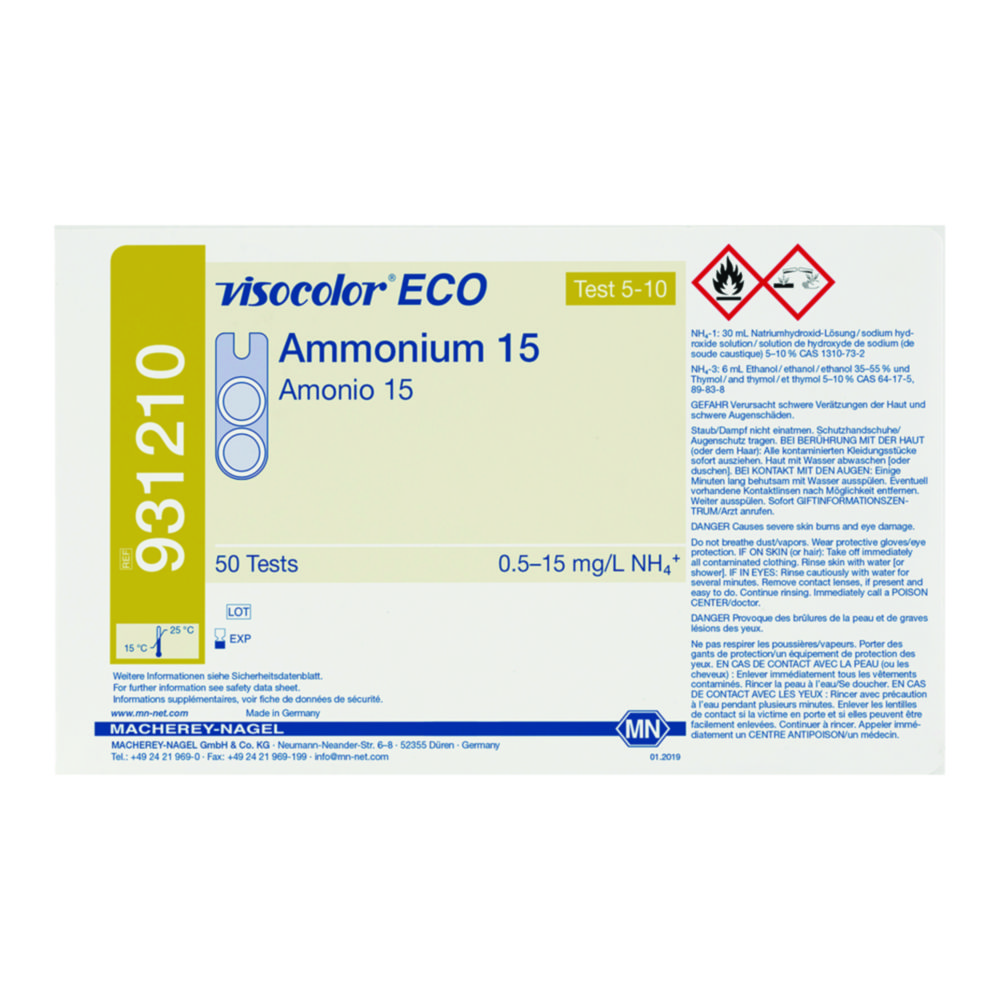 Testovacie súpravy, <i><sup>VISOCOLOR®ECO</sup> na </i>analýzu vody, plniace balenie