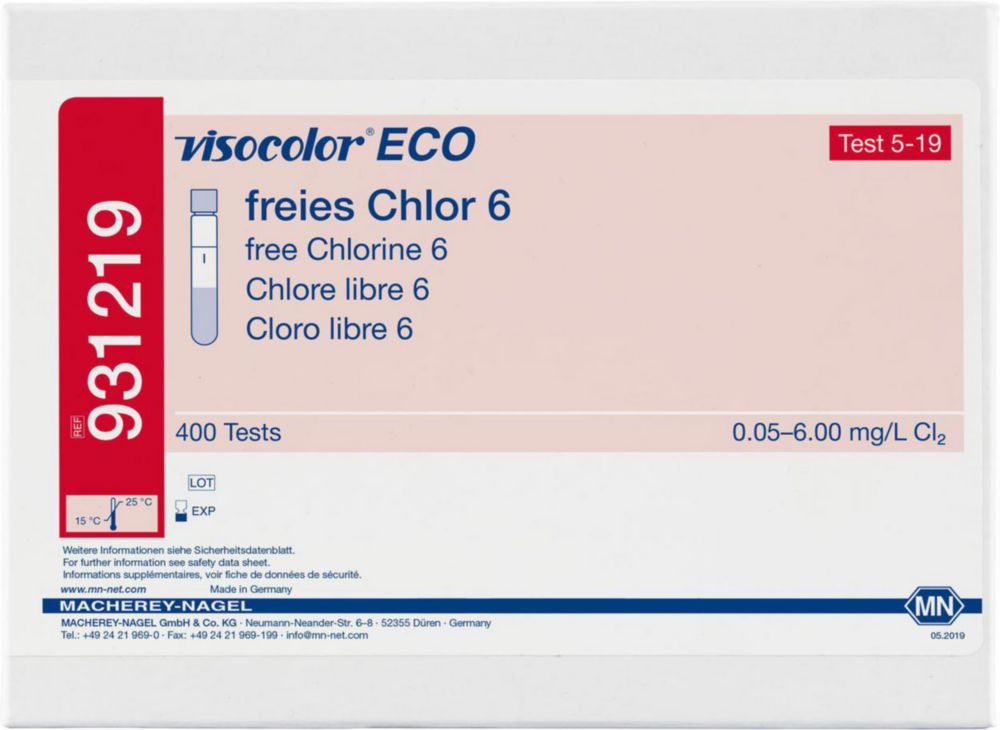Testovacie súpravy, <i><sup>VISOCOLOR®ECO</sup> na </i>analýzu vody, plniace balenie