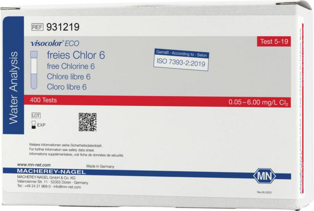 Testovacie súpravy, <i><sup>VISOCOLOR®ECO</sup> na </i>analýzu vody, plniace balenie