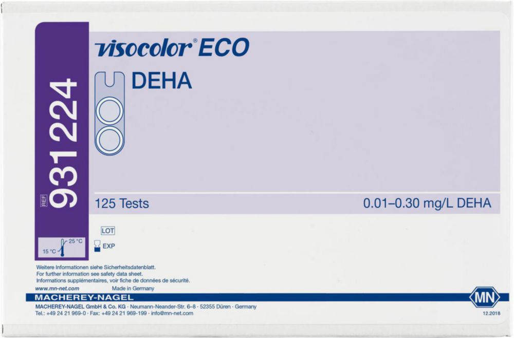 Testovacie súpravy, <i><sup>VISOCOLOR®ECO</sup> na </i>analýzu vody, plniace balenie
