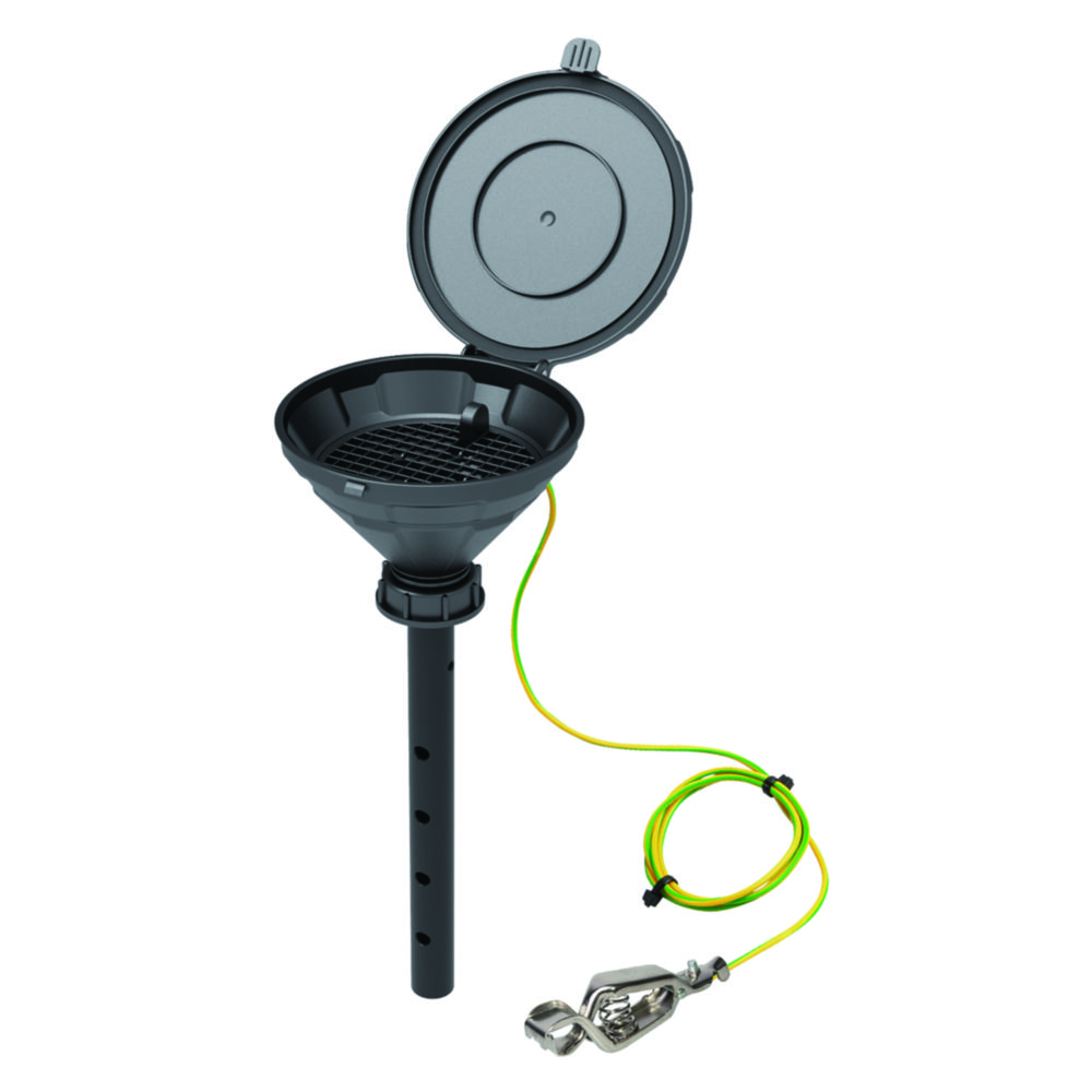 Bezpečnostné lieviky so sklopným vekom, V2.0, čierne, HDPE, elektrostaticky vodivé