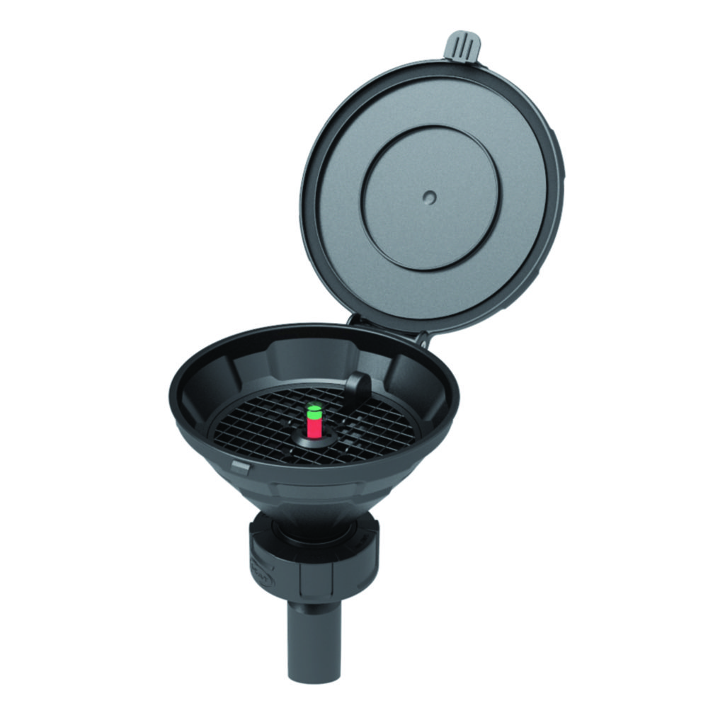 Bezpečnostný lievik s kontrolou hladiny, HDPE, elektrostaticky vodivý, plavák 150 mm