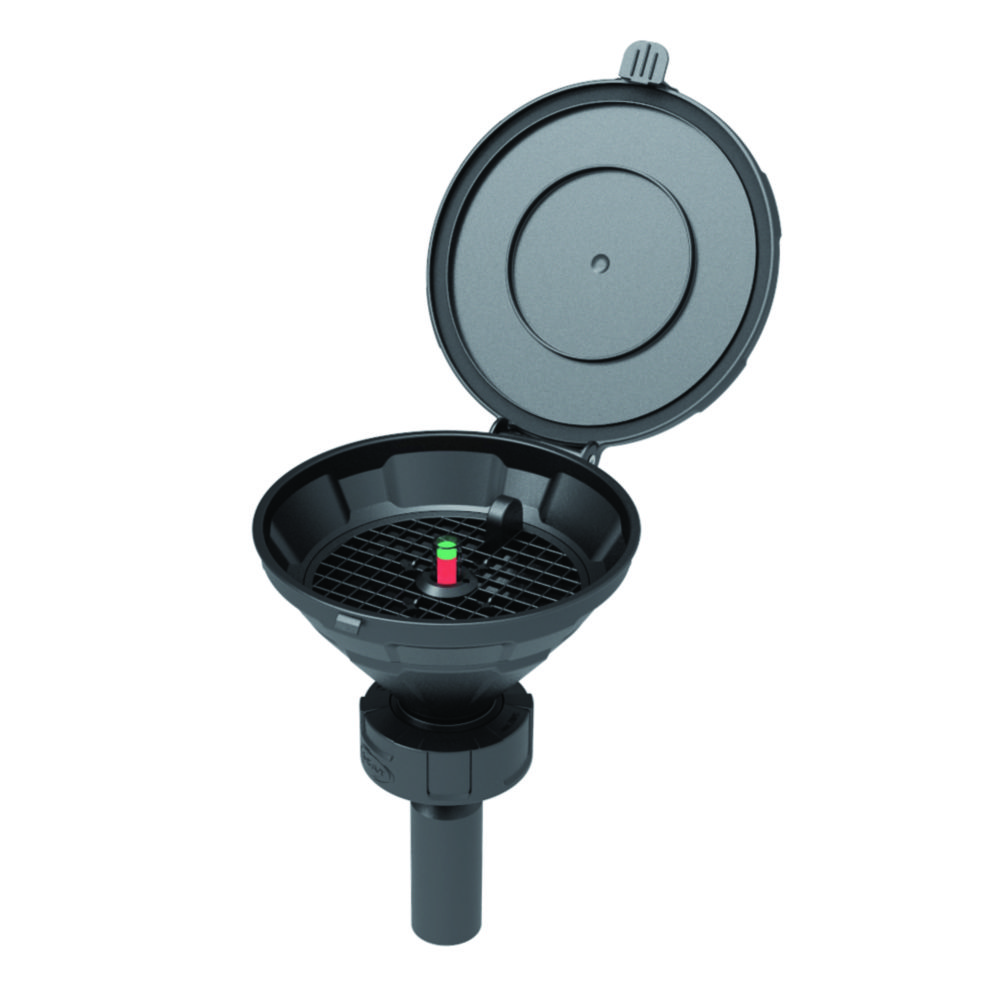 Bezpečnostný lievik s kontrolou hladiny, HDPE, elektrostaticky vodivý, plavák 190 mm