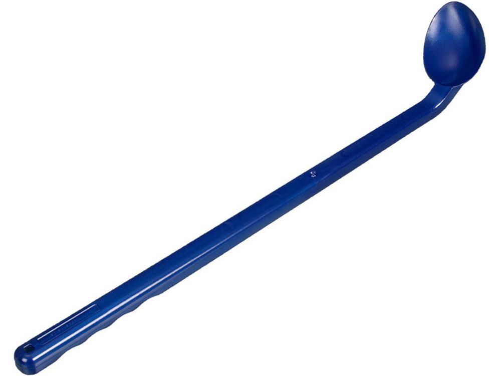 Jednorazové lyžice, zahnuté, s dlhou rukoväťou, PS, modré