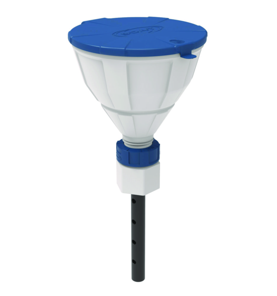 Bezpečnostný lievik s guľovým ventilom, V2.0, HDPE