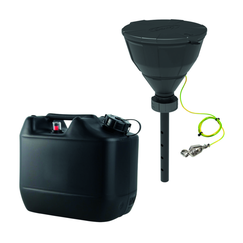 Likvidačná jednotka s bezpečnostným lievikom, V2.0, HDPE, elektrostaticky vodivá