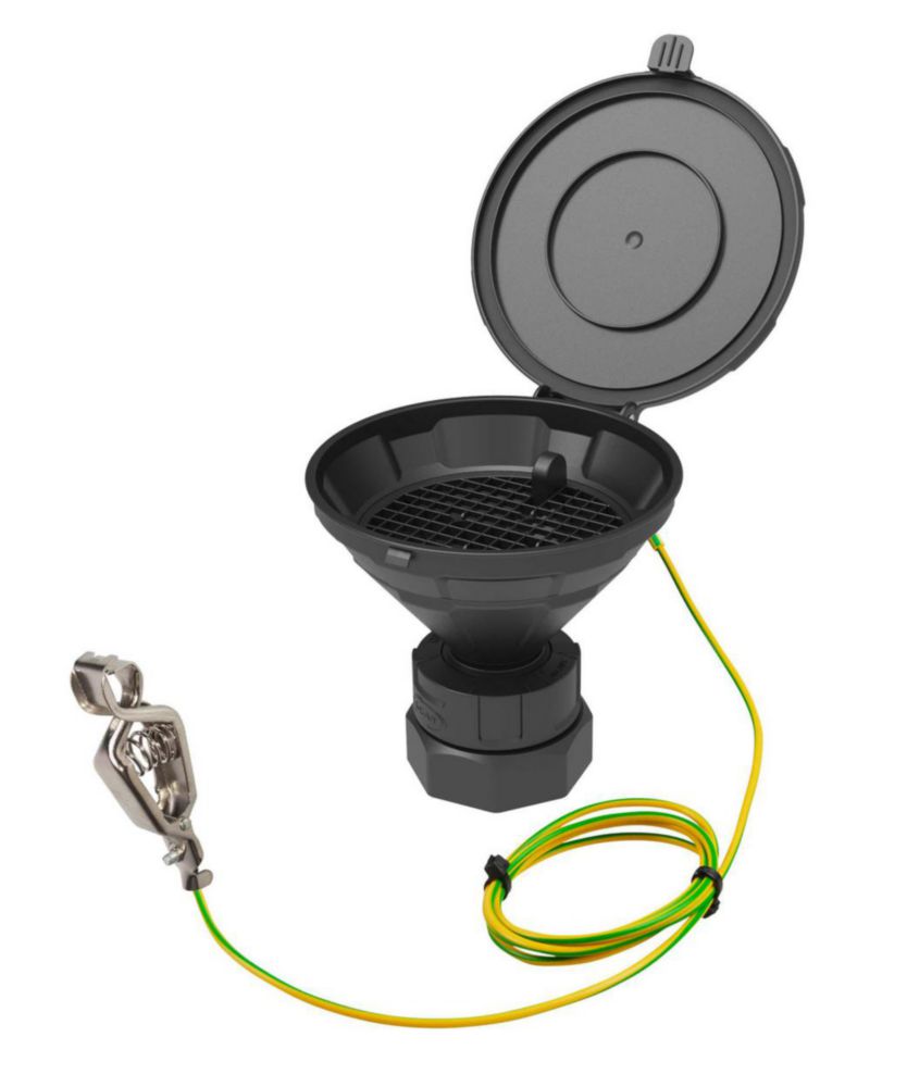 Bezpečnostné lieviky so sklopným vekom, V2.0, čierne, HDPE, elektrostaticky vodivé
