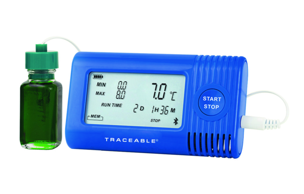 Záznamník údajov o teplote <sup>Traceable®</sup>, takže sondou na 1 fľašu