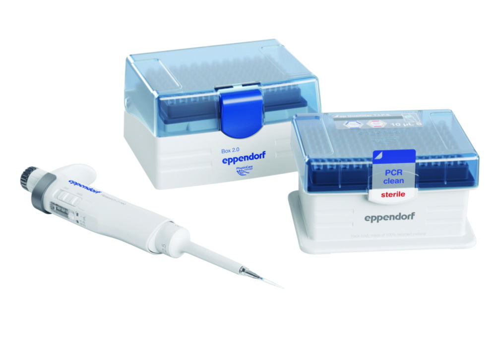 Jednokanálové mikrolitrové pipety Research<sup>®</sup> 3 neo, variabilné, vrátane epT.I.P.S.<sup>®</sup> Box 2.0 a ep Dualfilter T.I.P.S.<sup>®</sup> PCR clean &amp; sterile Rack