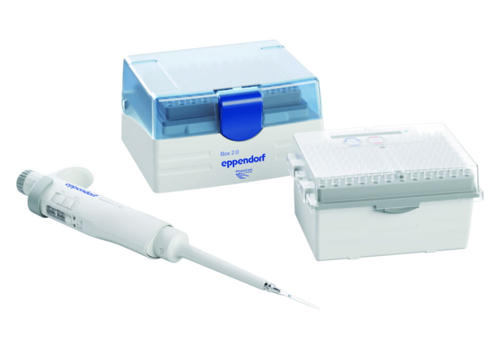 Jednokanálové mikrolitrové pipety Research<sup>®</sup> 3 neo, variabilné, vrátane epT.I.P.S.<sup>®</sup> Box 2.0 a ep Dualfilter T.I.P.S.<sup>®</sup> BioBased PCR čisté a sterilné Reload
