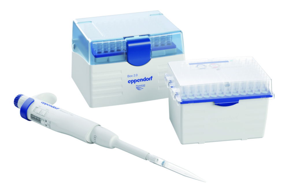 Jednokanálové mikrolitrové pipety Research<sup>®</sup> 3 neo, variabilné, vrátane epT.I.P.S.<sup>®</sup> Box 2.0 a ep Dualfilter T.I.P.S.<sup>®</sup> BioBased PCR čisté a sterilné Reload