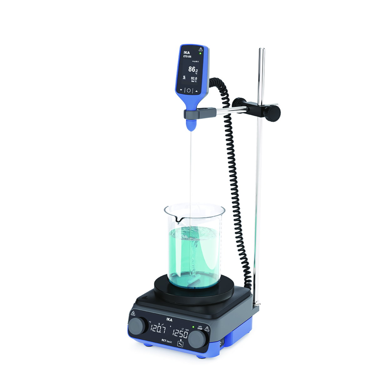 Magnetické miešadlo s ohrevom RCT basic eloxované ETS-D5 Solution, sada