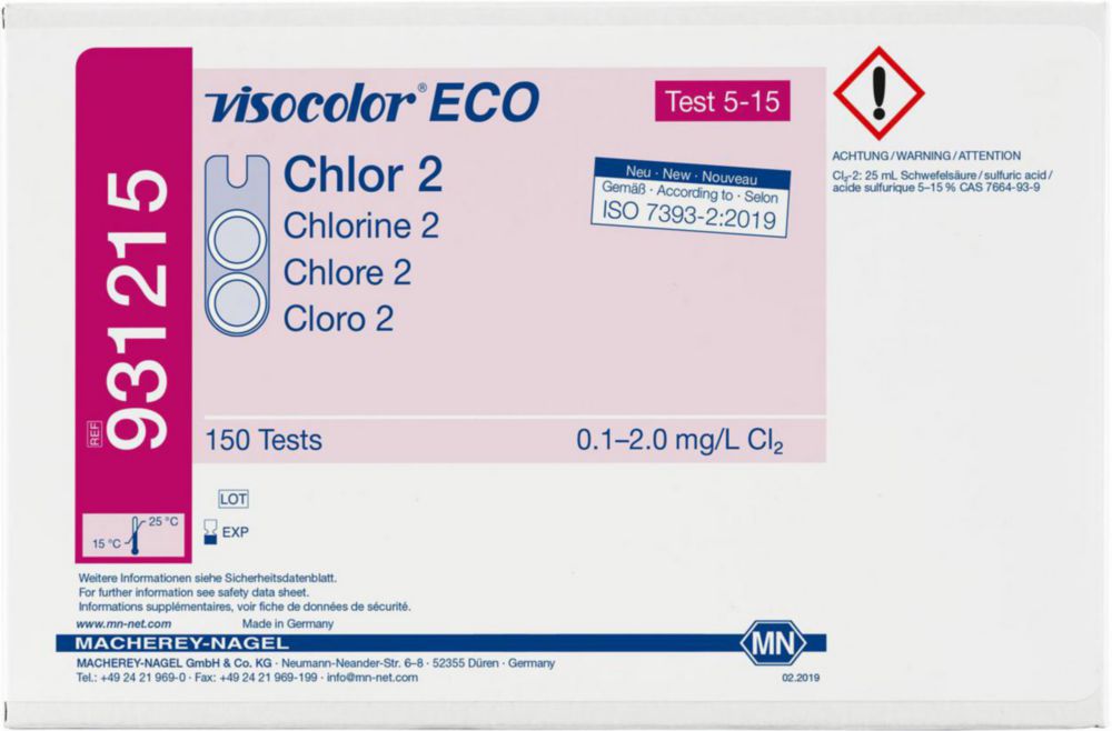 Testovacie súpravy, <i><sup>VISOCOLOR®ECO</sup> na </i>analýzu vody, plniace balenie
