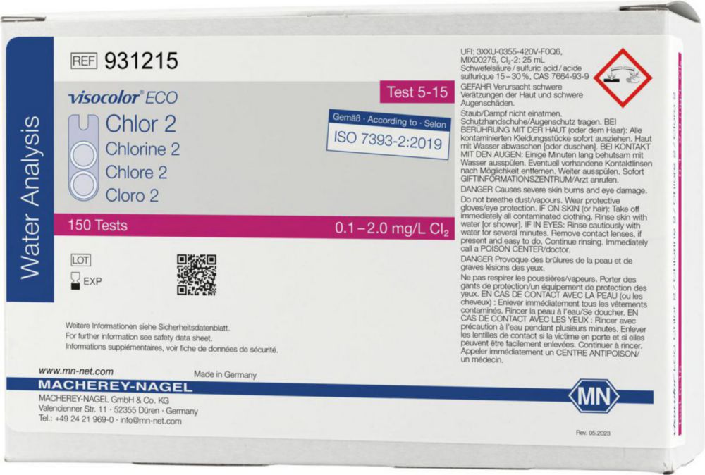 Testovacie súpravy, <i><sup>VISOCOLOR®ECO</sup> na </i>analýzu vody, plniace balenie