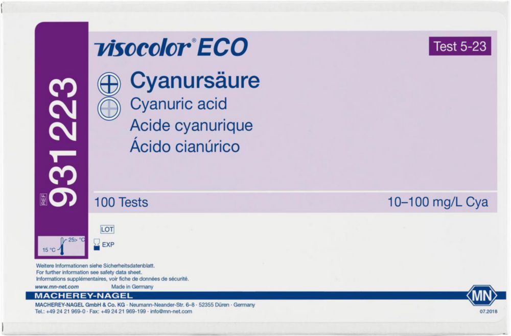 Testovacie súpravy, <i><sup>VISOCOLOR®ECO</sup> na </i>analýzu vody, plniace balenie