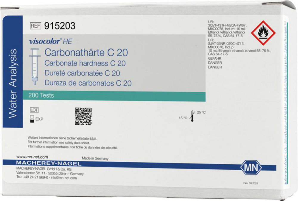 Testovacie súpravy, <i><sup>VISOCOLOR®HE</sup> na </i>analýzu vody, plniace balenie
