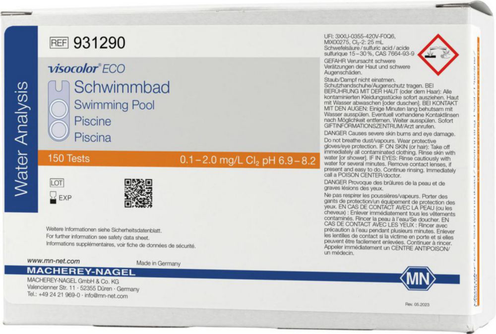 Testovacie súpravy, <i><sup>VISOCOLOR®ECO</sup> na </i>analýzu vody, plniace balenie