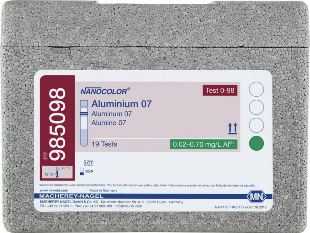 Testy rúrok <sup>NANOCOLOR® </sup>Aluminium