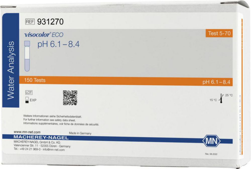 Testovacie súpravy, <i><sup>VISOCOLOR®ECO</sup> na </i>analýzu vody, plniace balenie