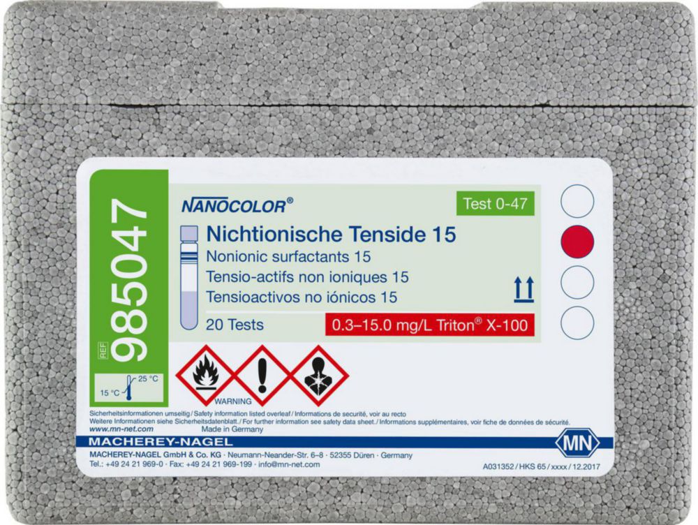 Skúšky v skúmavke Aniónové povrchovo aktívne látky <sup>NANOCOLOR®</sup> 