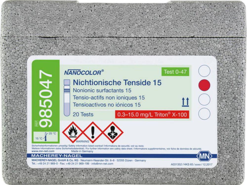 Skúšky v skúmavke Aniónové povrchovo aktívne látky <sup>NANOCOLOR®</sup> 
