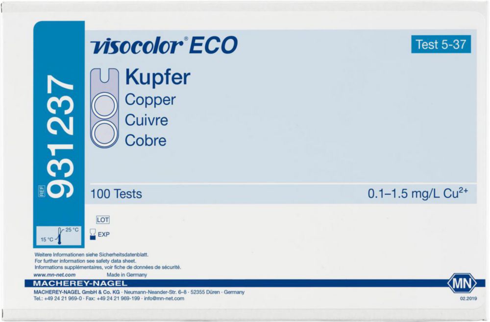 Testovacie súpravy, <i><sup>VISOCOLOR®ECO</sup> na </i>analýzu vody, plniace balenie