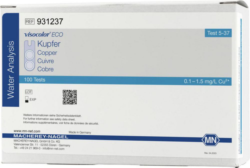 Testovacie súpravy, <i><sup>VISOCOLOR®ECO</sup> na </i>analýzu vody, plniace balenie