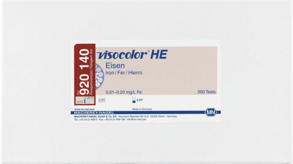 Testovacie súpravy, <i><sup>VISOCOLOR®HE</sup> na </i>analýzu vody, plniace balenie