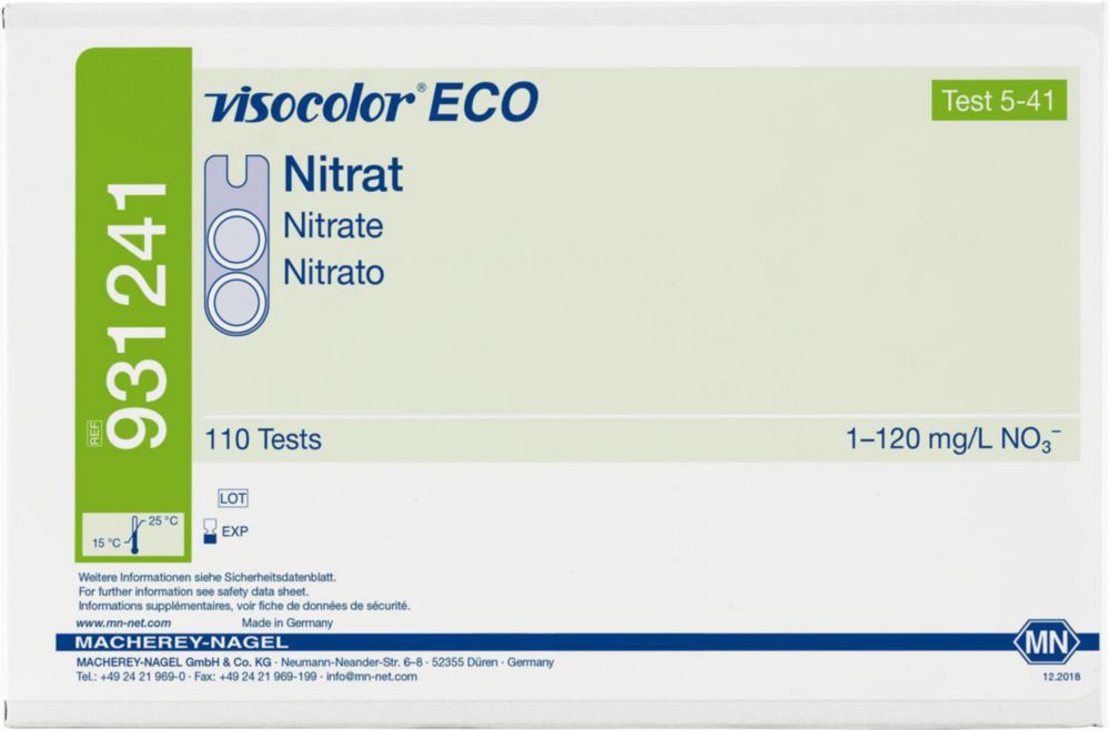 Testovacie súpravy, <i><sup>VISOCOLOR®ECO</sup> na </i>analýzu vody, plniace balenie