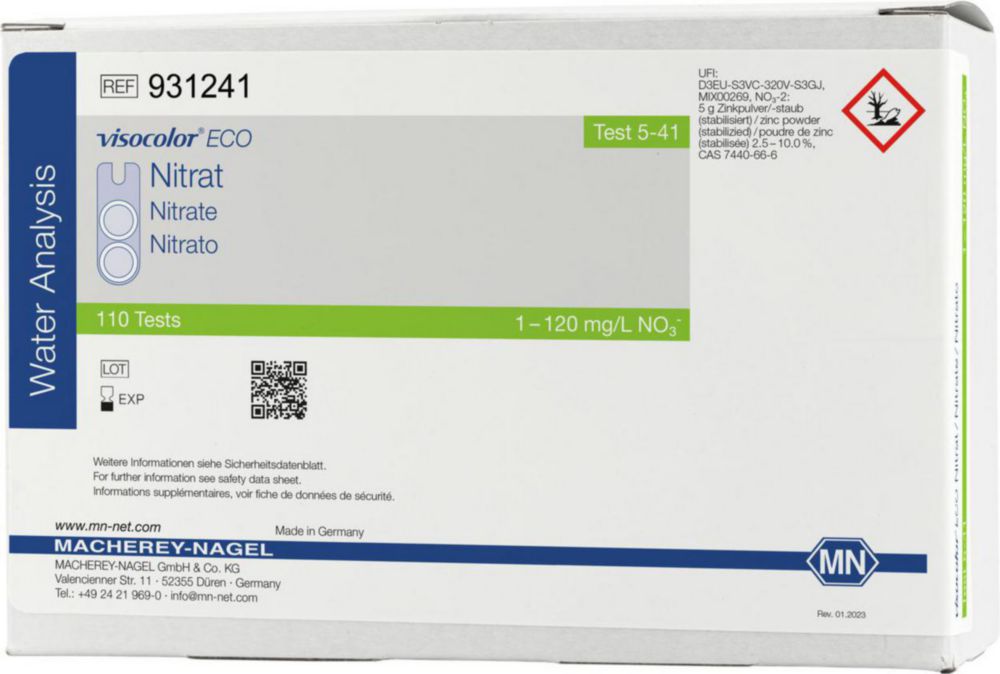 Testovacie súpravy, <i><sup>VISOCOLOR®ECO</sup> na </i>analýzu vody, plniace balenie