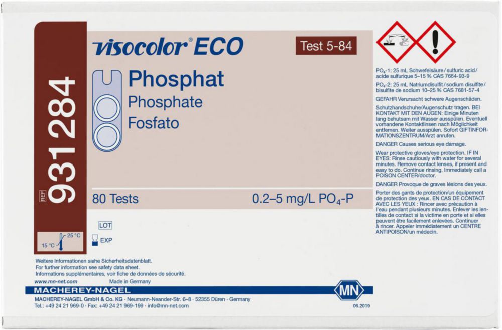 Testovacie súpravy, <i><sup>VISOCOLOR®ECO</sup> na </i>analýzu vody, plniace balenie