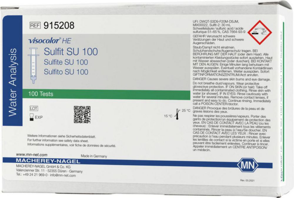 Testovacie súpravy, <i><sup>VISOCOLOR®HE</sup> na </i>analýzu vody, plniace balenie