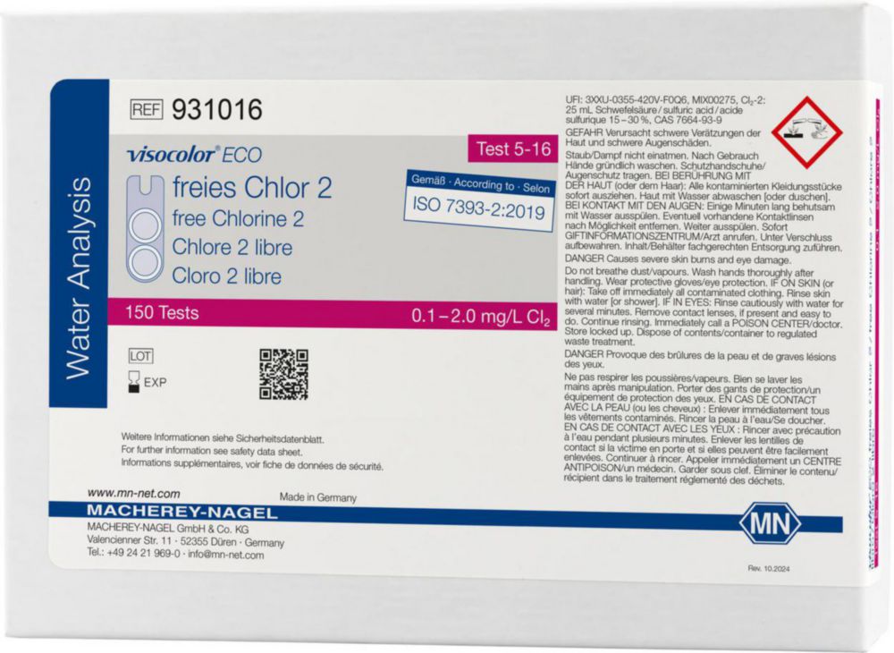 Testovacie súpravy <i>VISOCOLOR<sup>®</sup>ECO </i>na analýzu vody