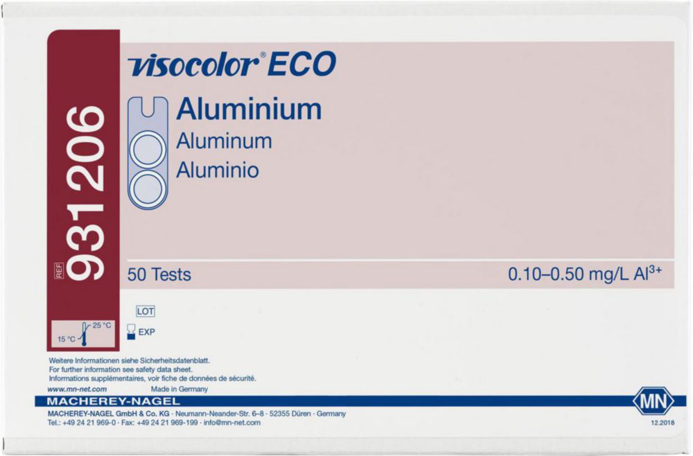 Testovacie súpravy, <i><sup>VISOCOLOR®ECO</sup> na </i>analýzu vody, plniace balenie