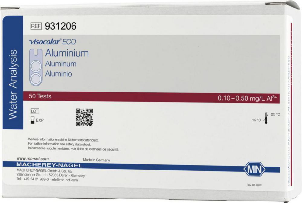 Testovacie súpravy, <i><sup>VISOCOLOR®ECO</sup> na </i>analýzu vody, plniace balenie