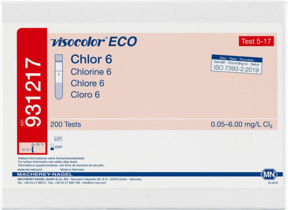 Testovacie súpravy, <i><sup>VISOCOLOR®ECO</sup> na </i>analýzu vody, plniace balenie