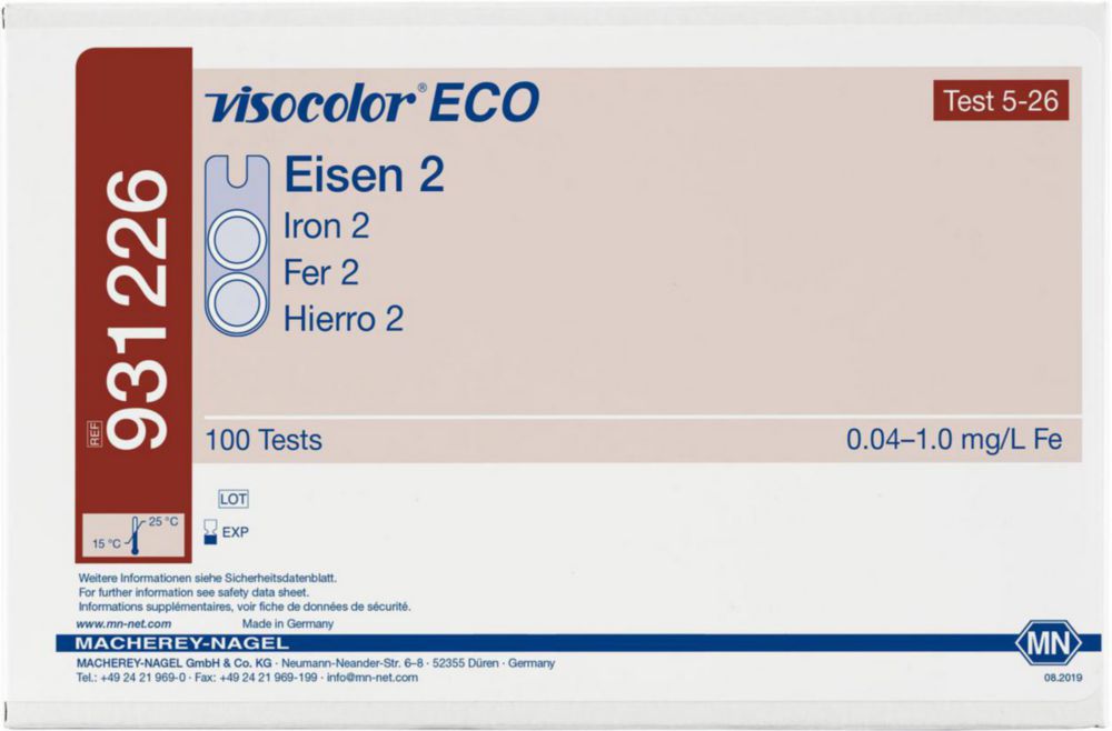 Testovacie súpravy, <i><sup>VISOCOLOR®ECO</sup> na </i>analýzu vody, plniace balenie