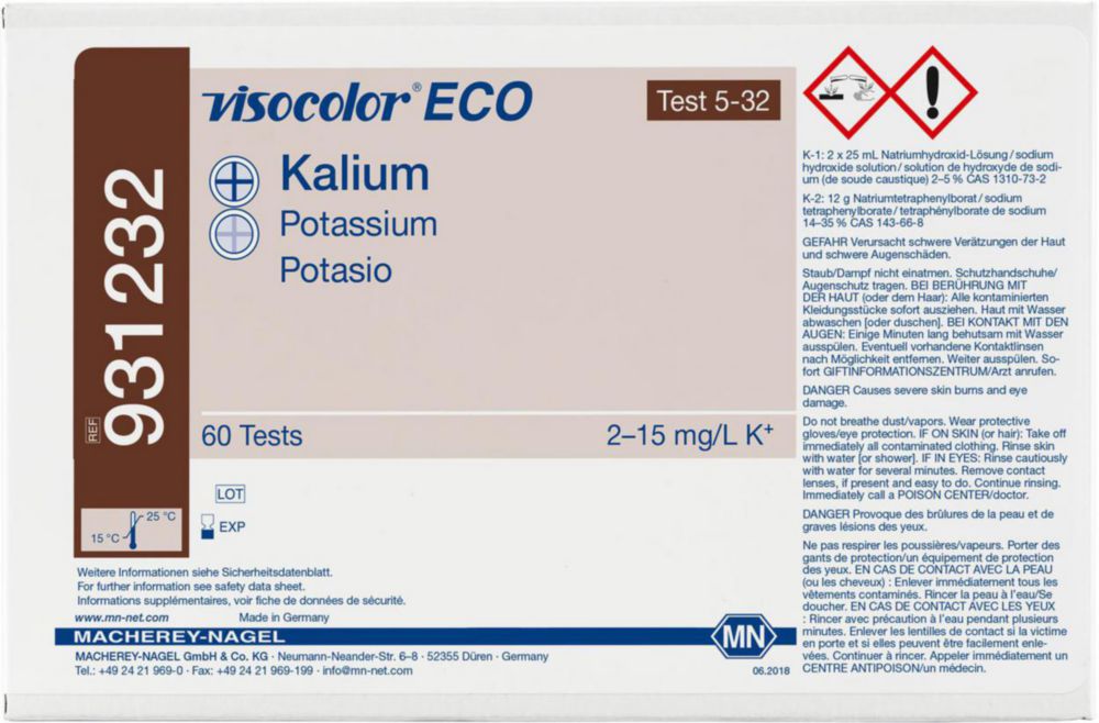 Testovacie súpravy, <i><sup>VISOCOLOR®ECO</sup> na </i>analýzu vody, plniace balenie