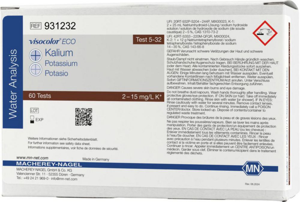 Testovacie súpravy, <i><sup>VISOCOLOR®ECO</sup> na </i>analýzu vody, plniace balenie