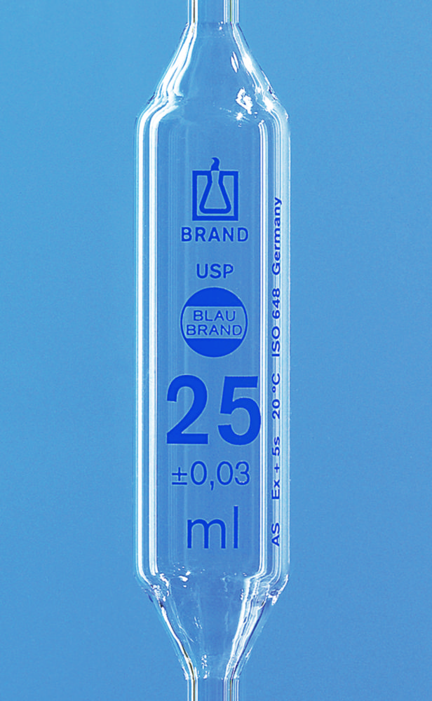 Odmerné pipety, USP, trieda AS, <sup>AR-sklo®</sup>, modrá stupnica