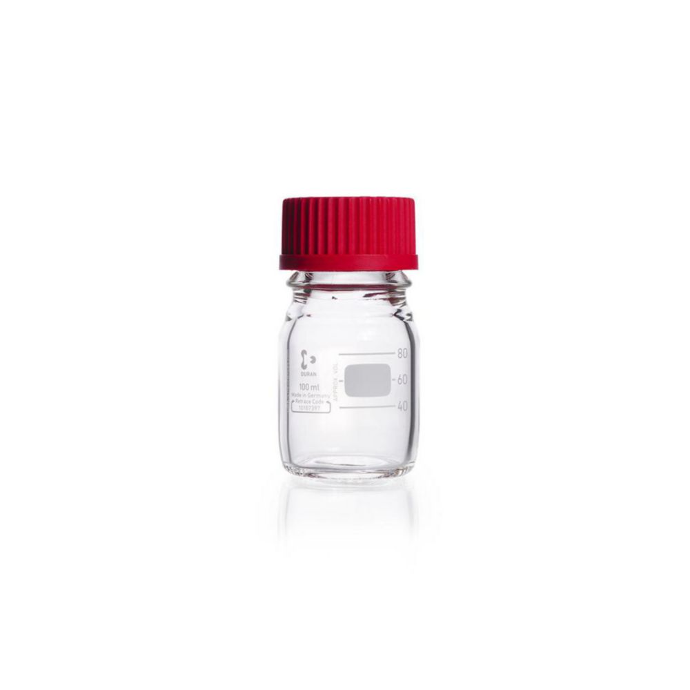 Laboratórne fľaše Duran<sup>®</sup> so skrutkovacím uzáverom a nalievacím krúžkom