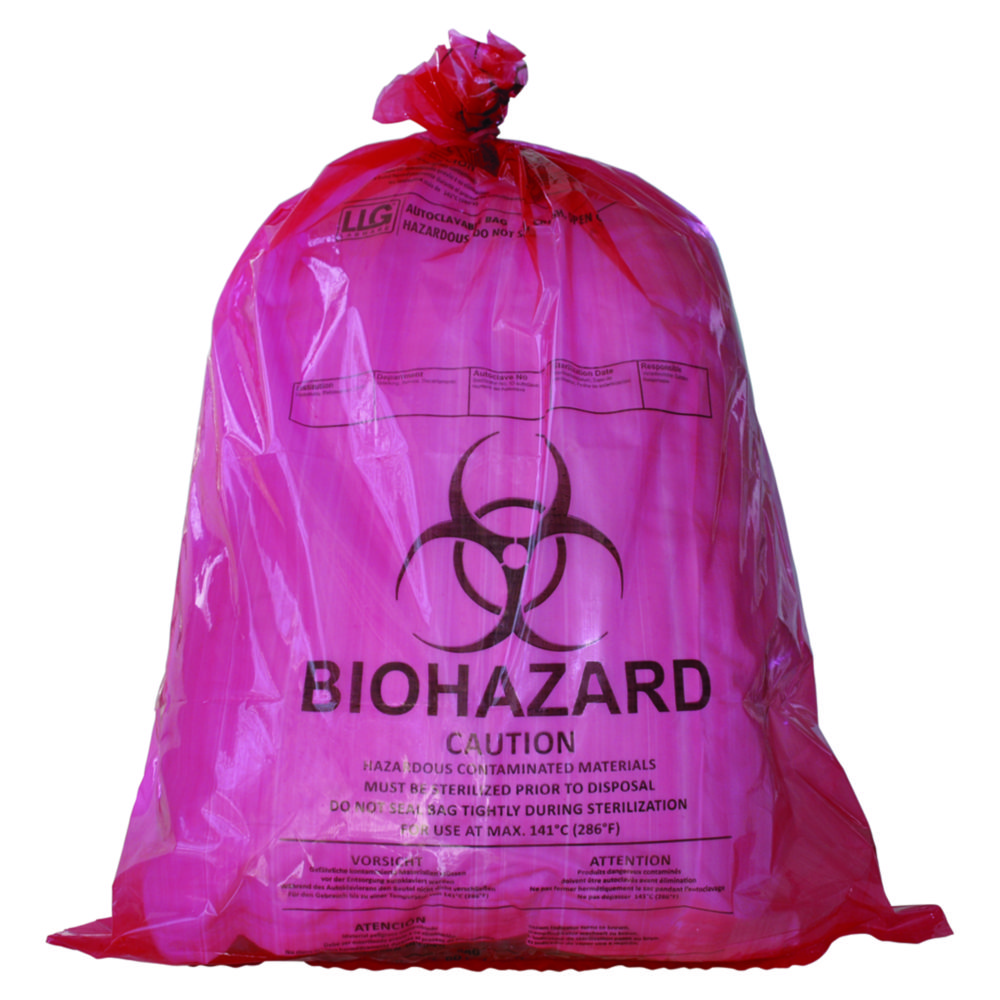 LLG-Autoklávovateľné vrecká, PP, s potlačou Biohazard a indikátorom sterilizácie