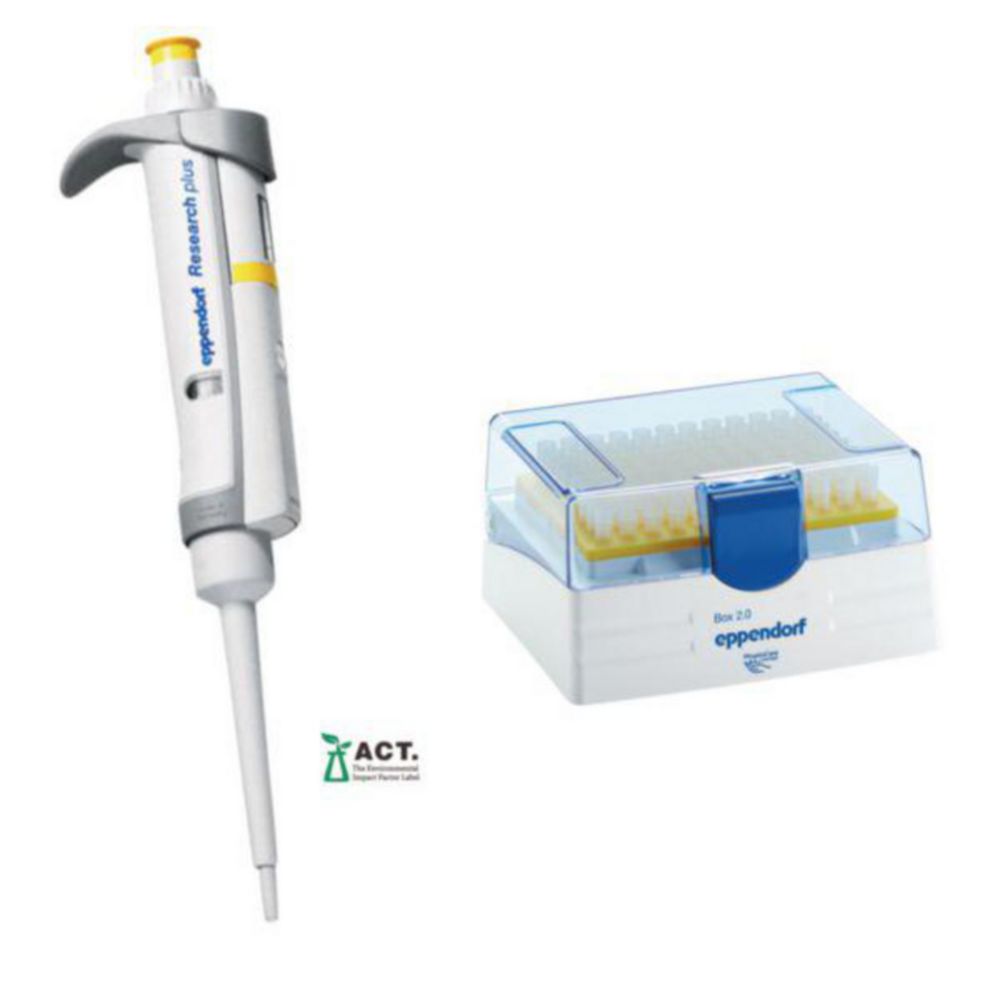 Jednokanálové mikrolitrové pipety Eppendorf <sup>Research®</sup> plus (všeobecný laboratórny produkt), variabilné