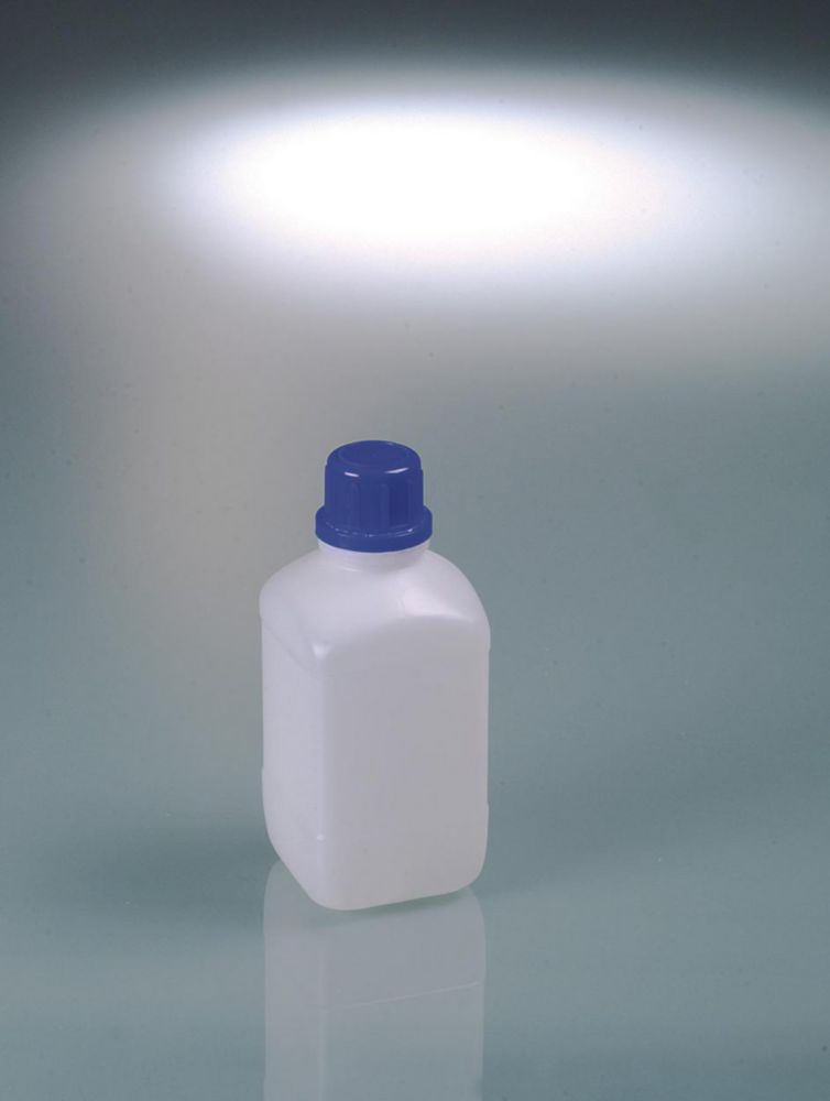 Štvorcové fľaše s úzkym hrdlom, HDPE, so skrutkovacím uzáverom