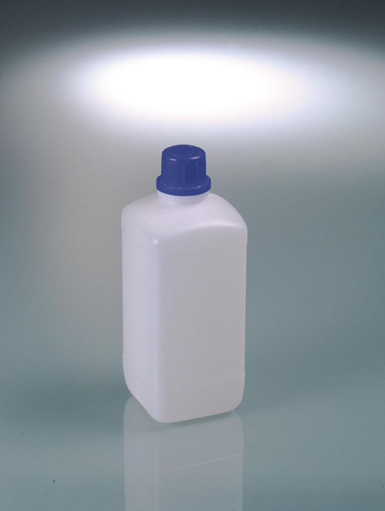 Štvorcové fľaše s úzkym hrdlom, HDPE, so skrutkovacím uzáverom
