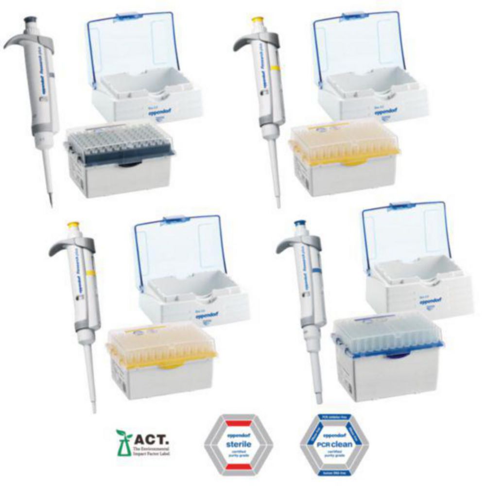 Jednokanálová pipeta Eppendorf <sup>Research®</sup> plus 4-pack (akt teraz! balík)